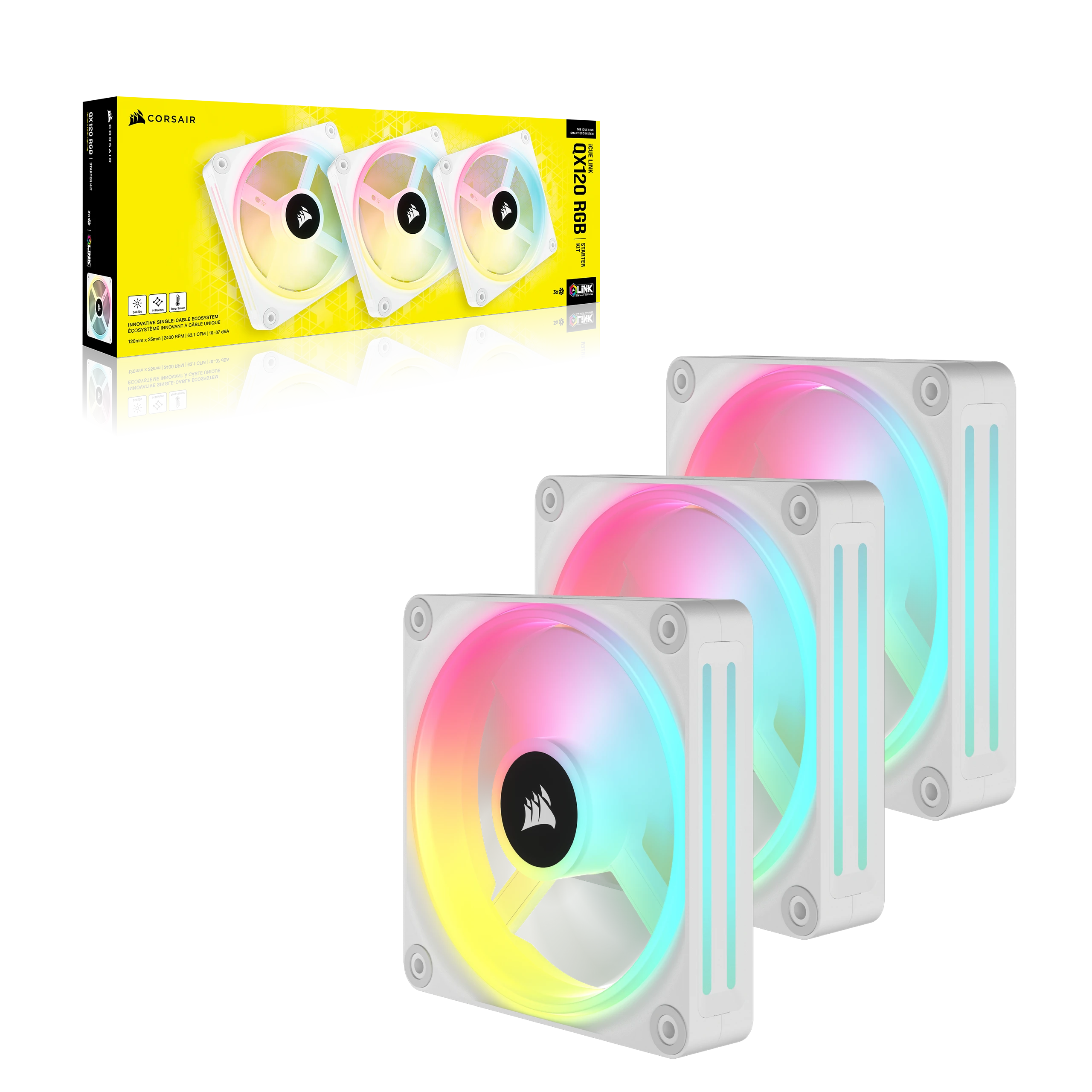Corsair iCUE LINK QX120 RGB WHITE 3x