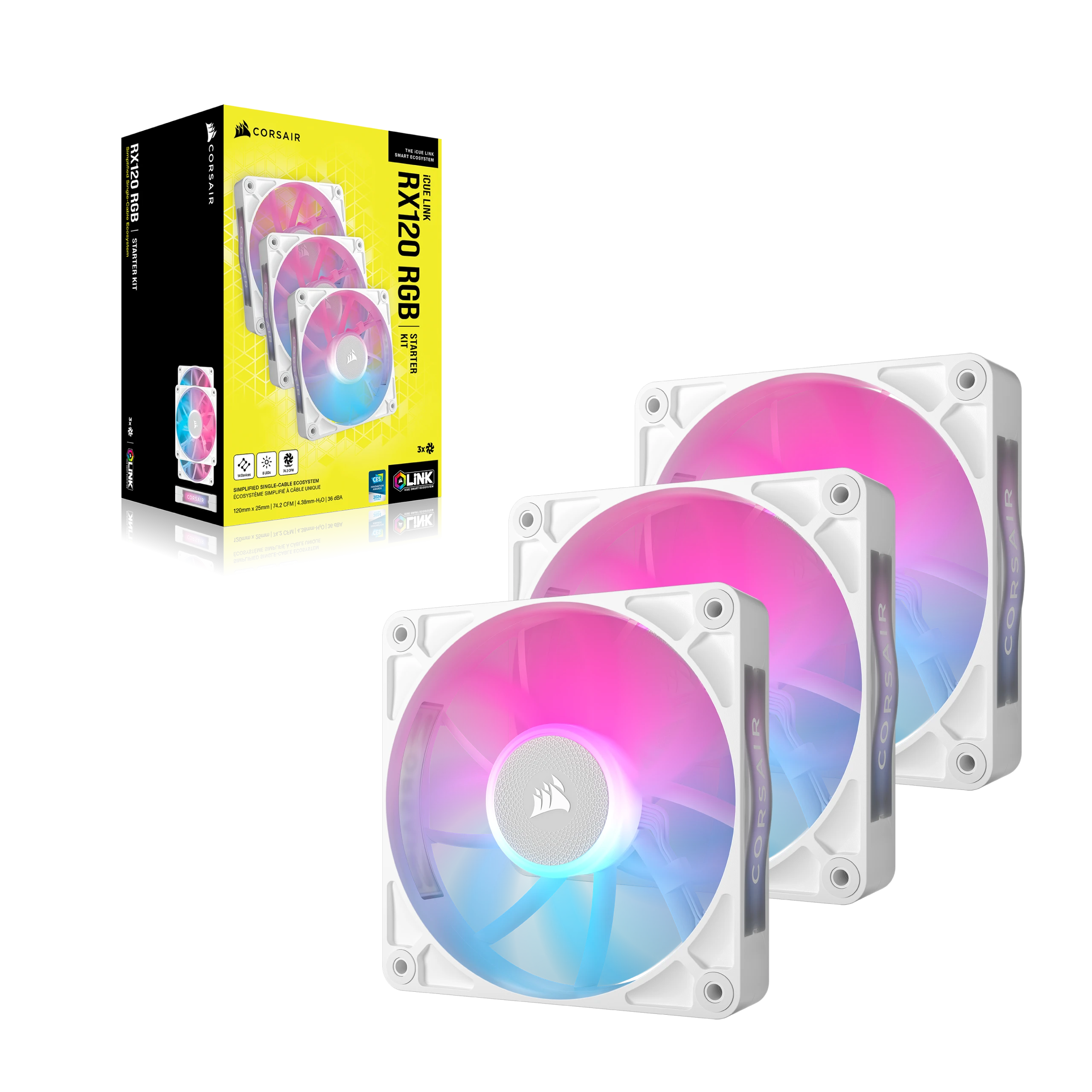 Corsair iCUE LINK RX120 RGB WIT 3x