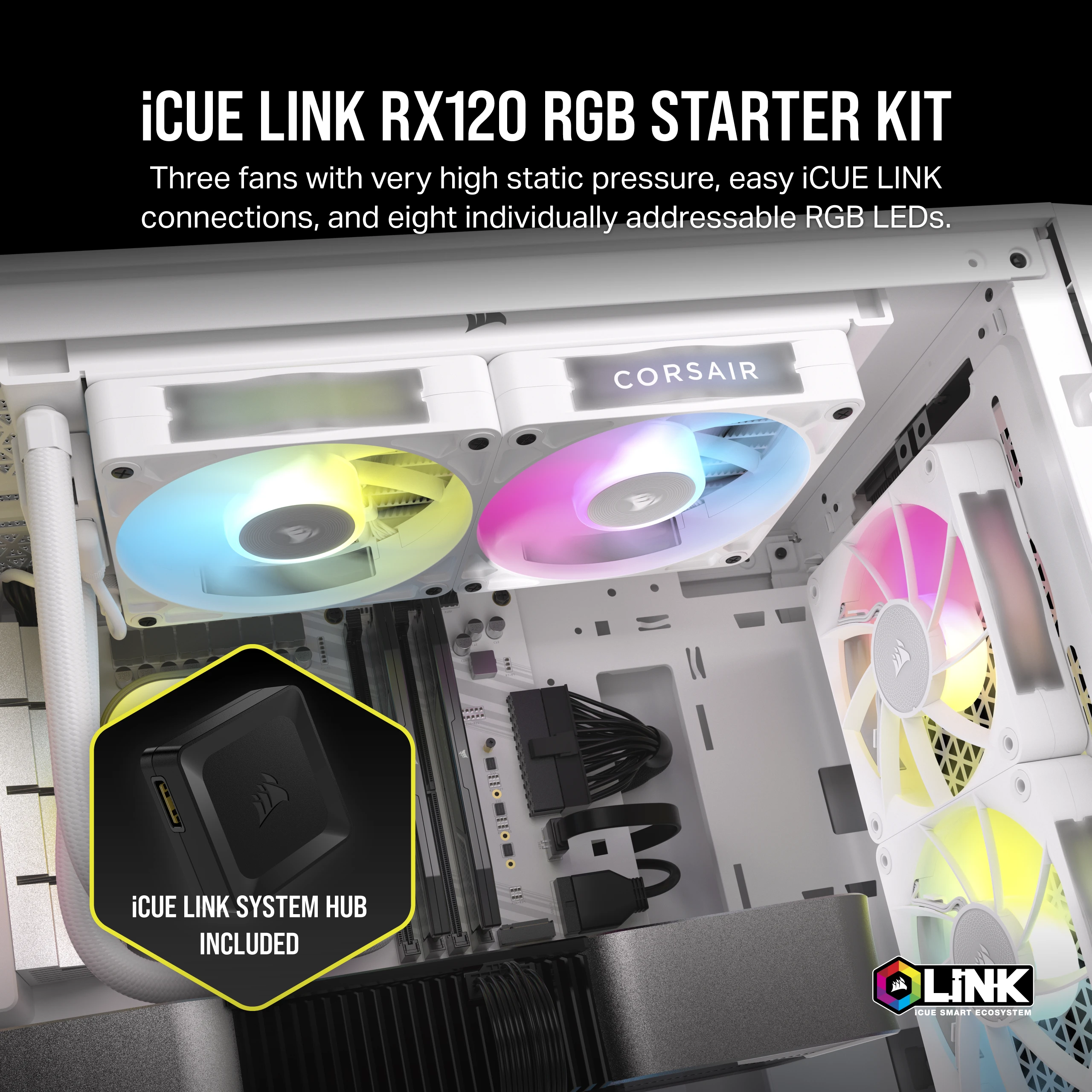 Corsair iCUE LINK RX120 RGB WIT 3x