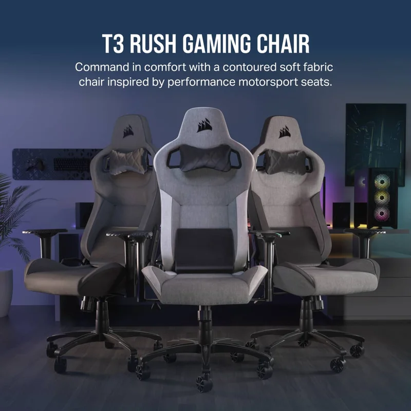 Corsair T3 RUSH Fabric Gaming Chair Charcoal