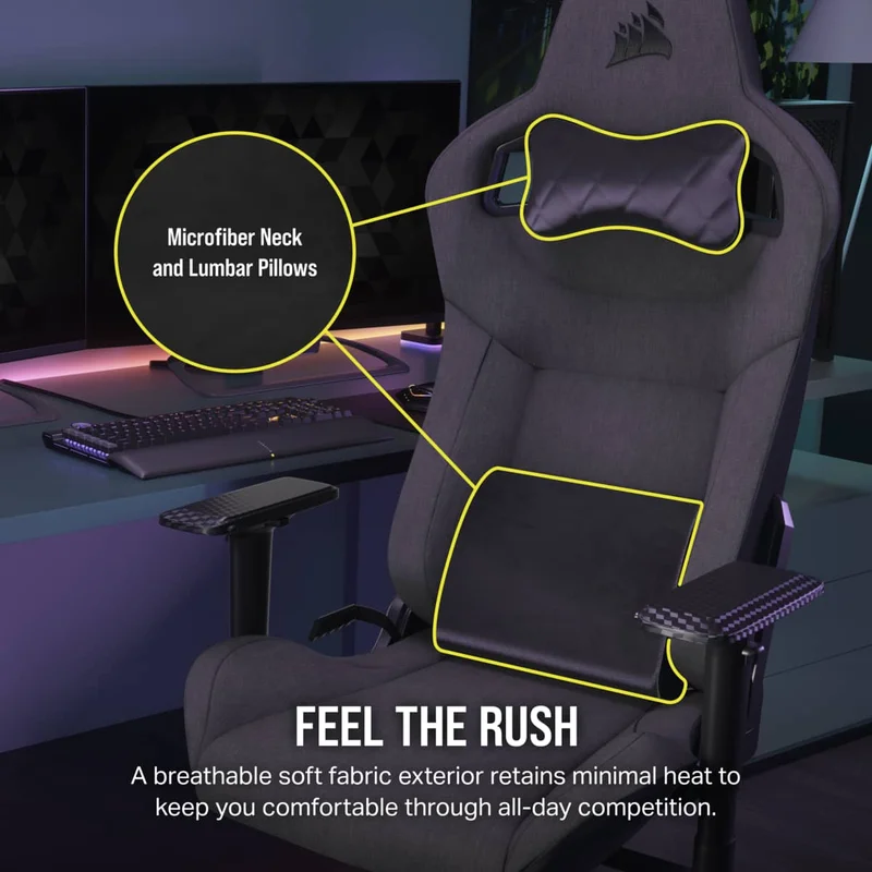 Corsair T3 RUSH Fabric Gaming Chair Charcoal