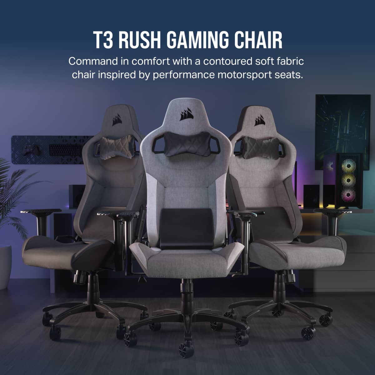 Corsair T3 RUSH Fabric Gaming Chair Charcoal