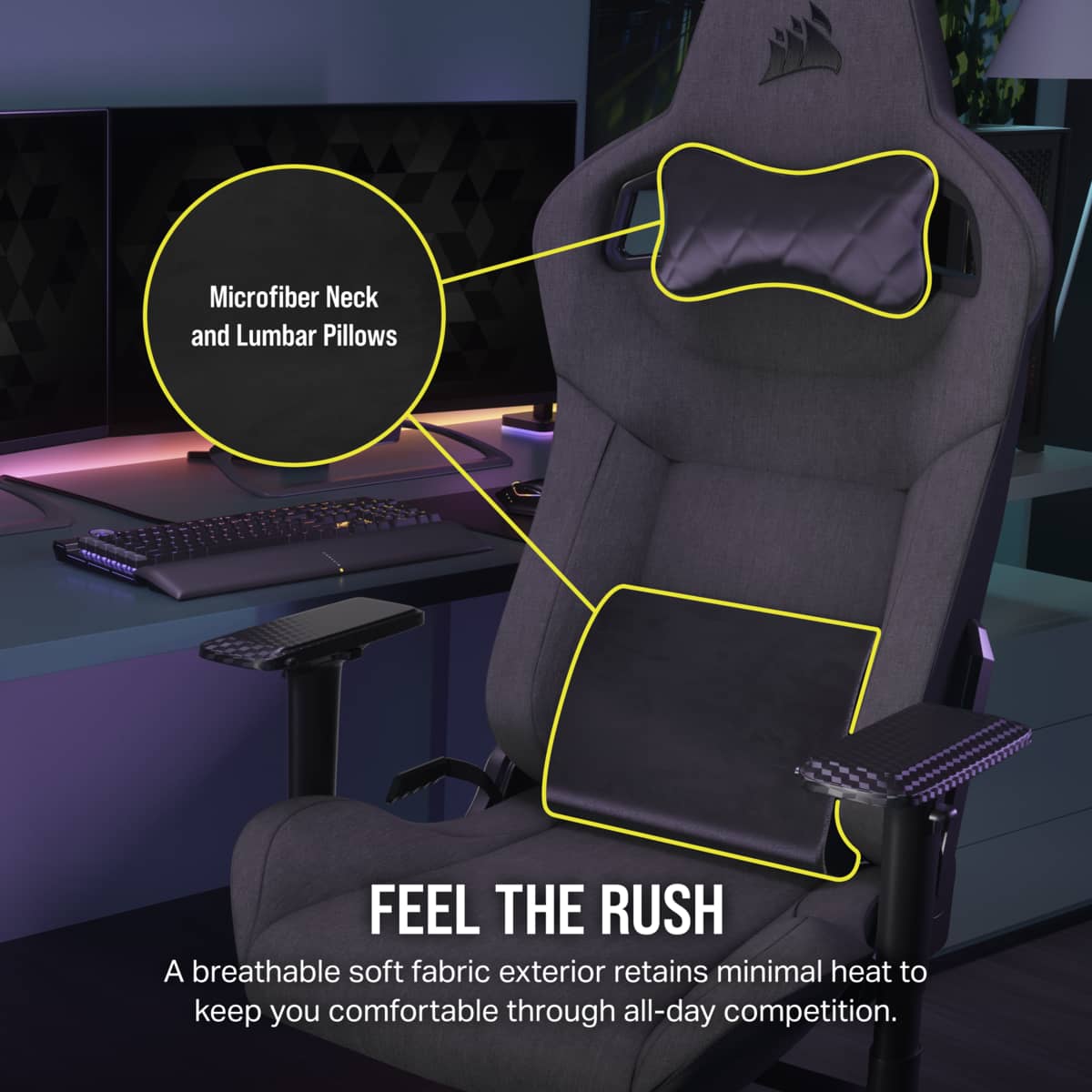 Corsair T3 RUSH Fabric Gaming Chair Charcoal
